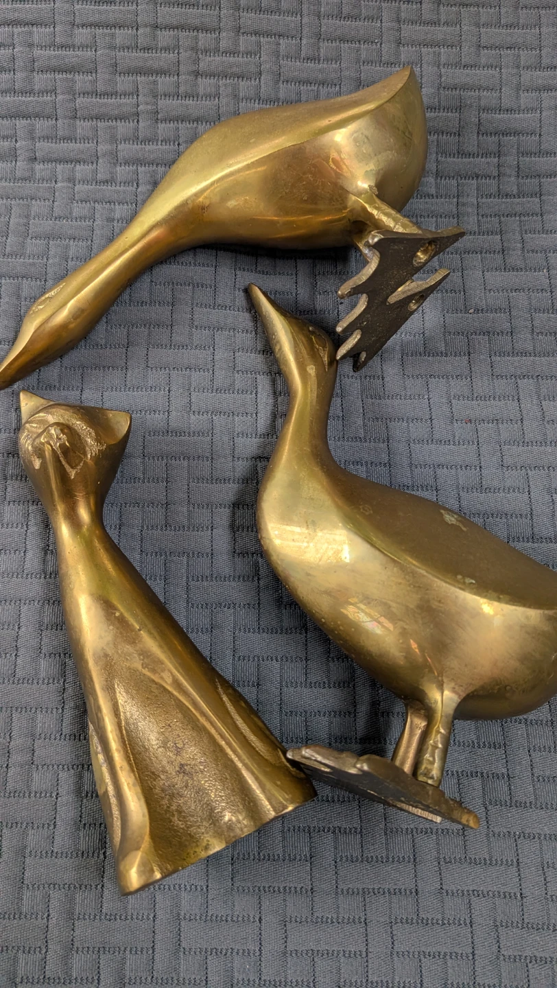 Collection Brass Duck and Cat Figurines