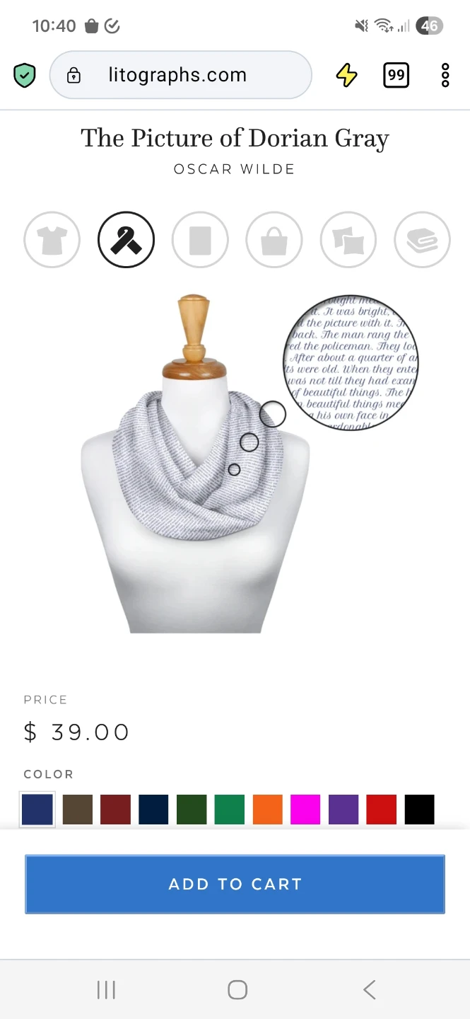 Infinity Scarf with 'Picture of Dorian Grey' text - photo 3