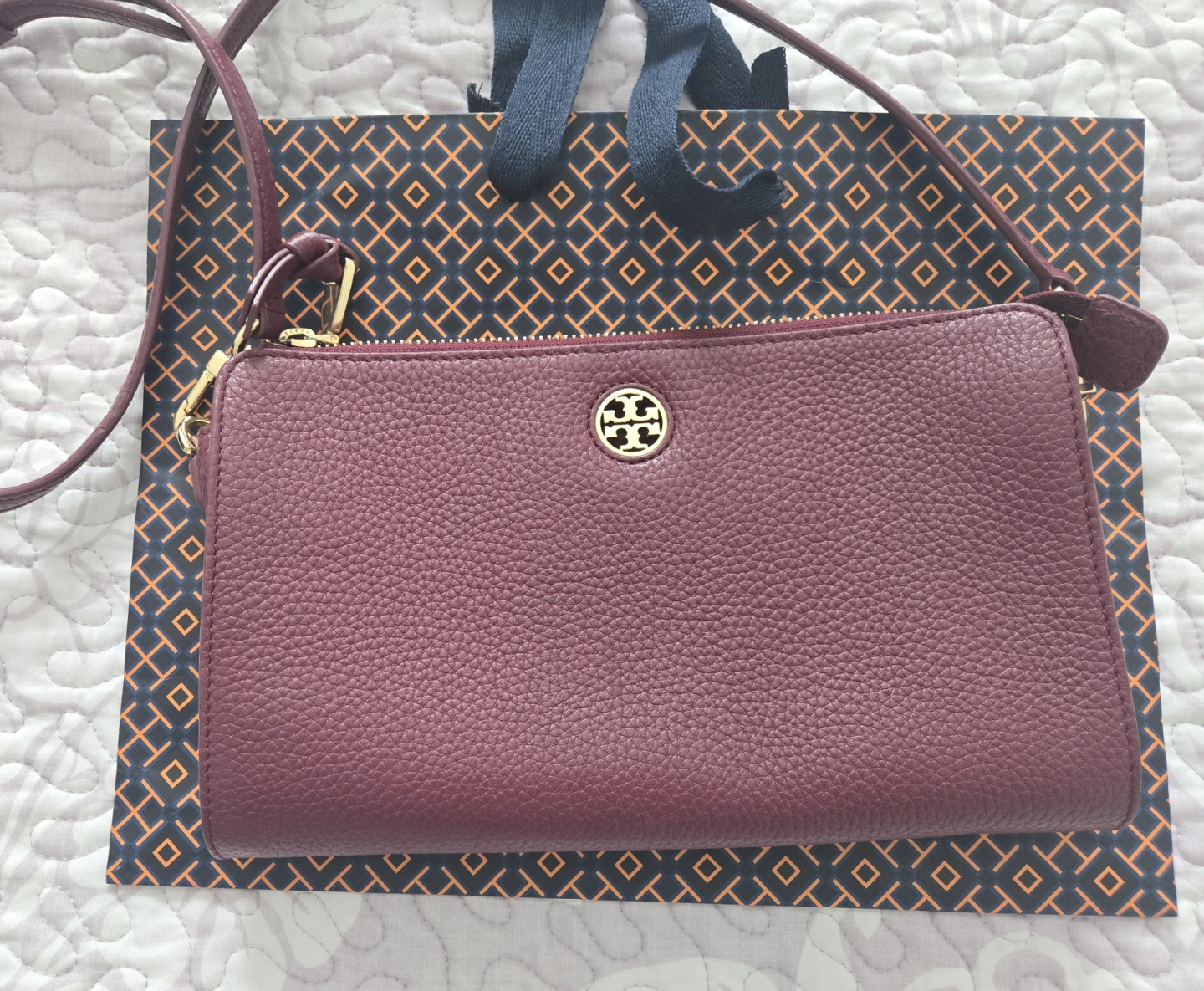 Tory Burch Burgundy Leather Crossbody Bag