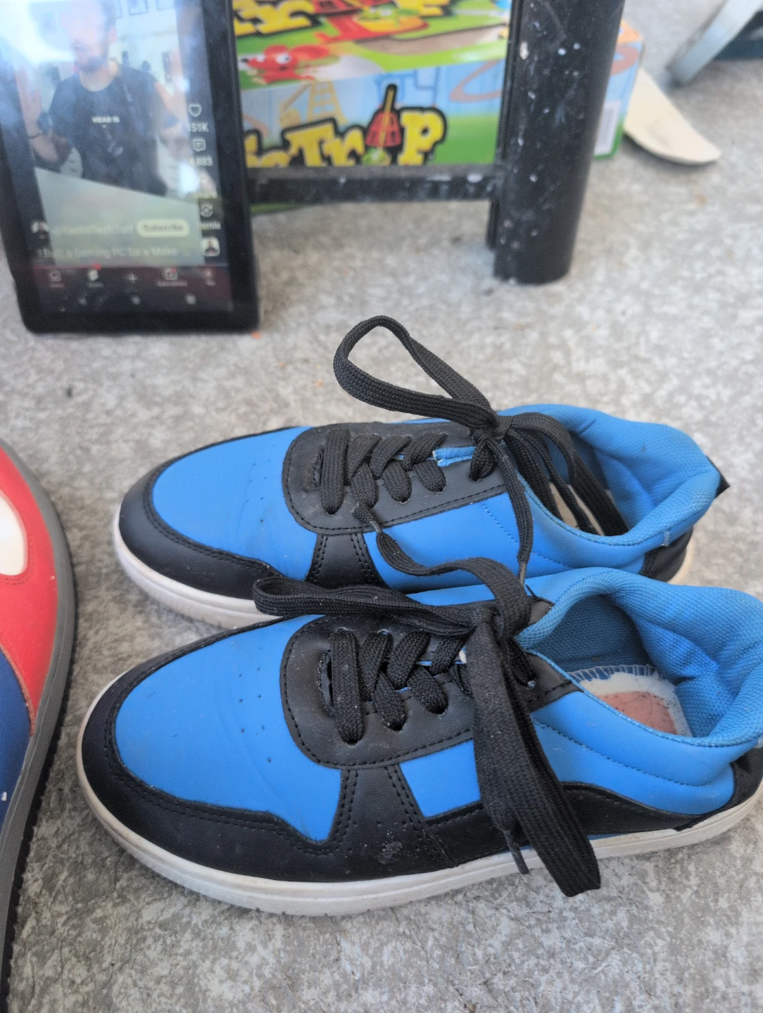 Blue and Black Lace-Up Sneakers