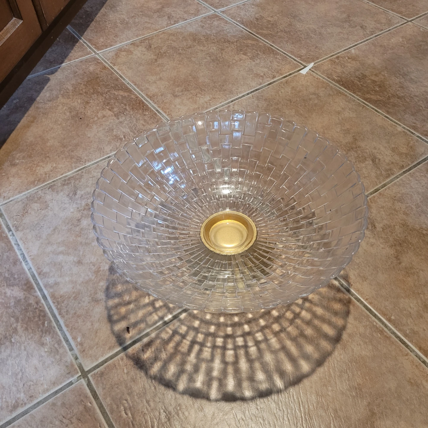 Clear Glass Fruit Bowl with Gold Base