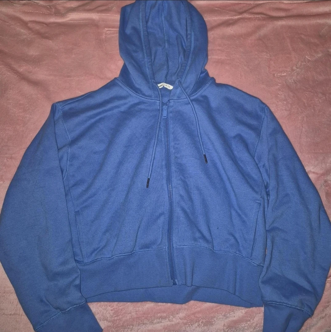 Bluenotes Blue Cropped Zip-Up Hoodie