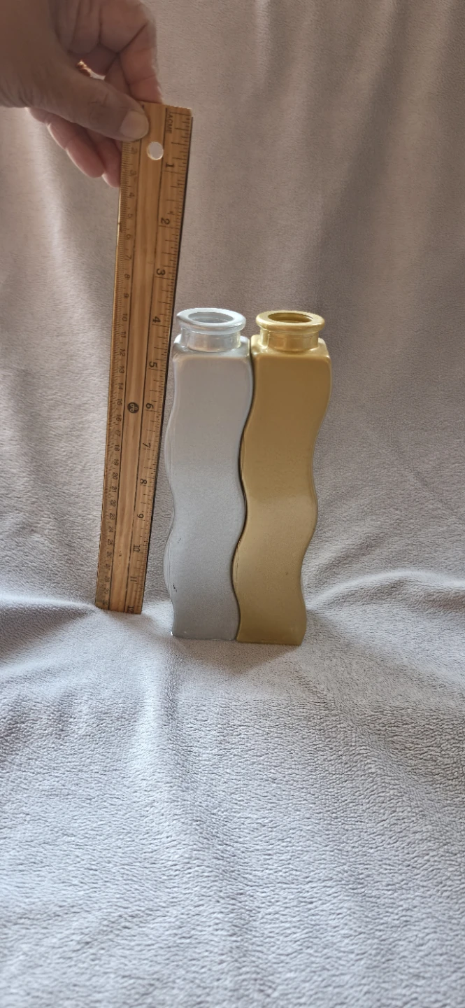 Gold and Silver Wavy Decorative Vases Set