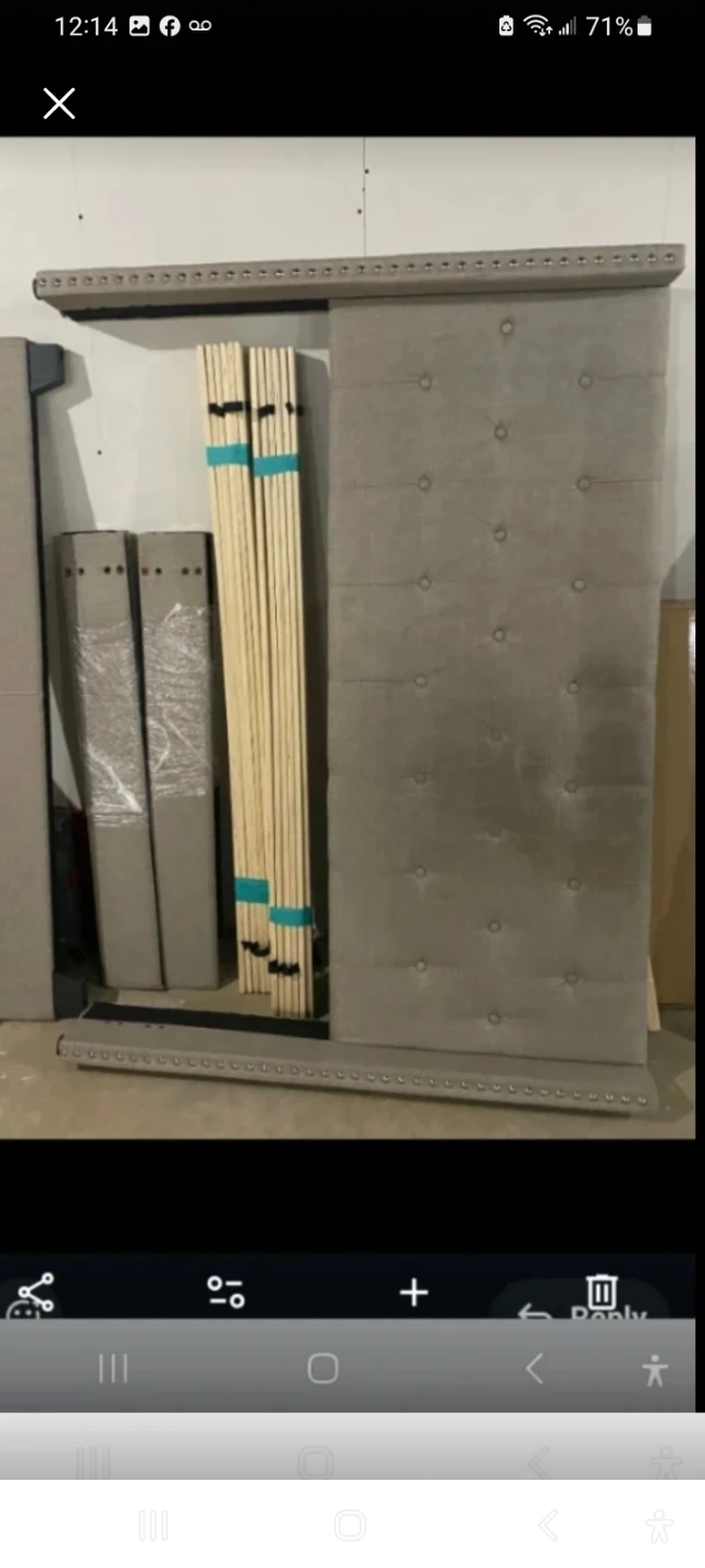 Grey Upholstered Headboard and Bed Frame Kit - photo 2