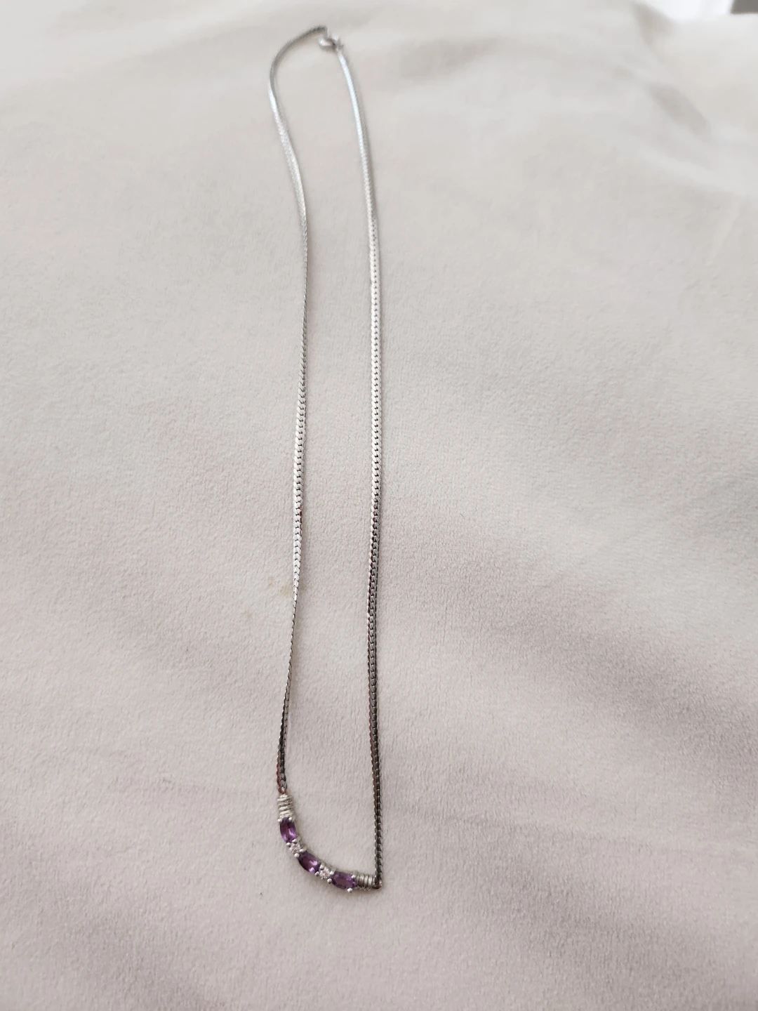 Sterling Silver purple Amethyst-Clear Topaz Tennis necklace - photo 4