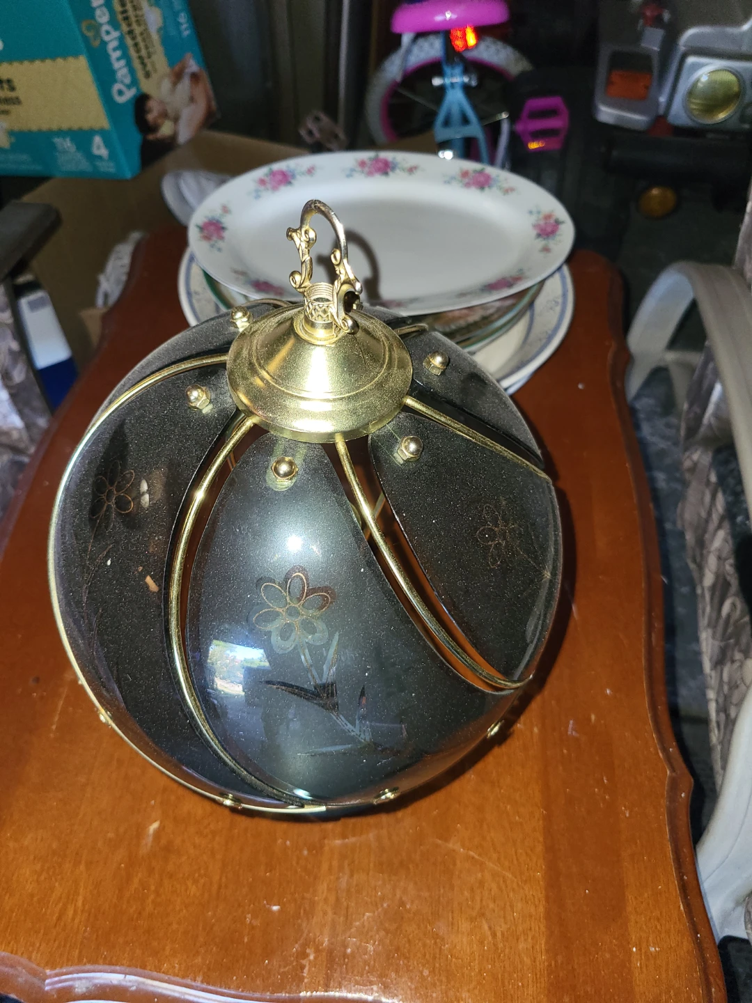 Vintage Table Lamp with Floral Design - photo 2