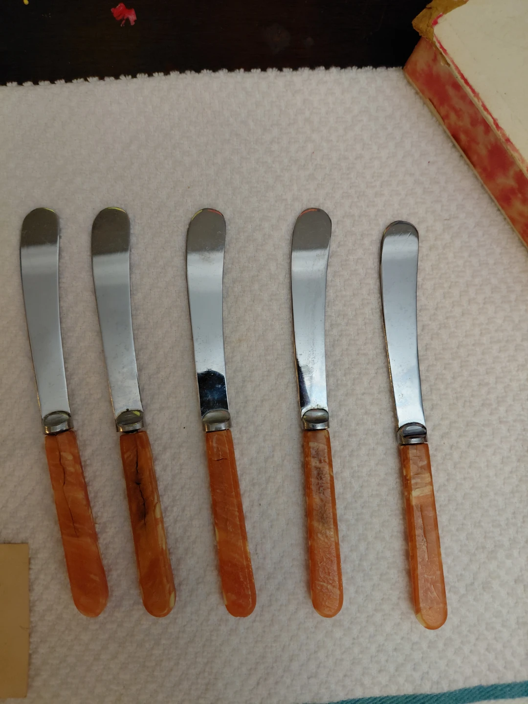 Set of 5 Vintage Butter Knives with Case - photo 2