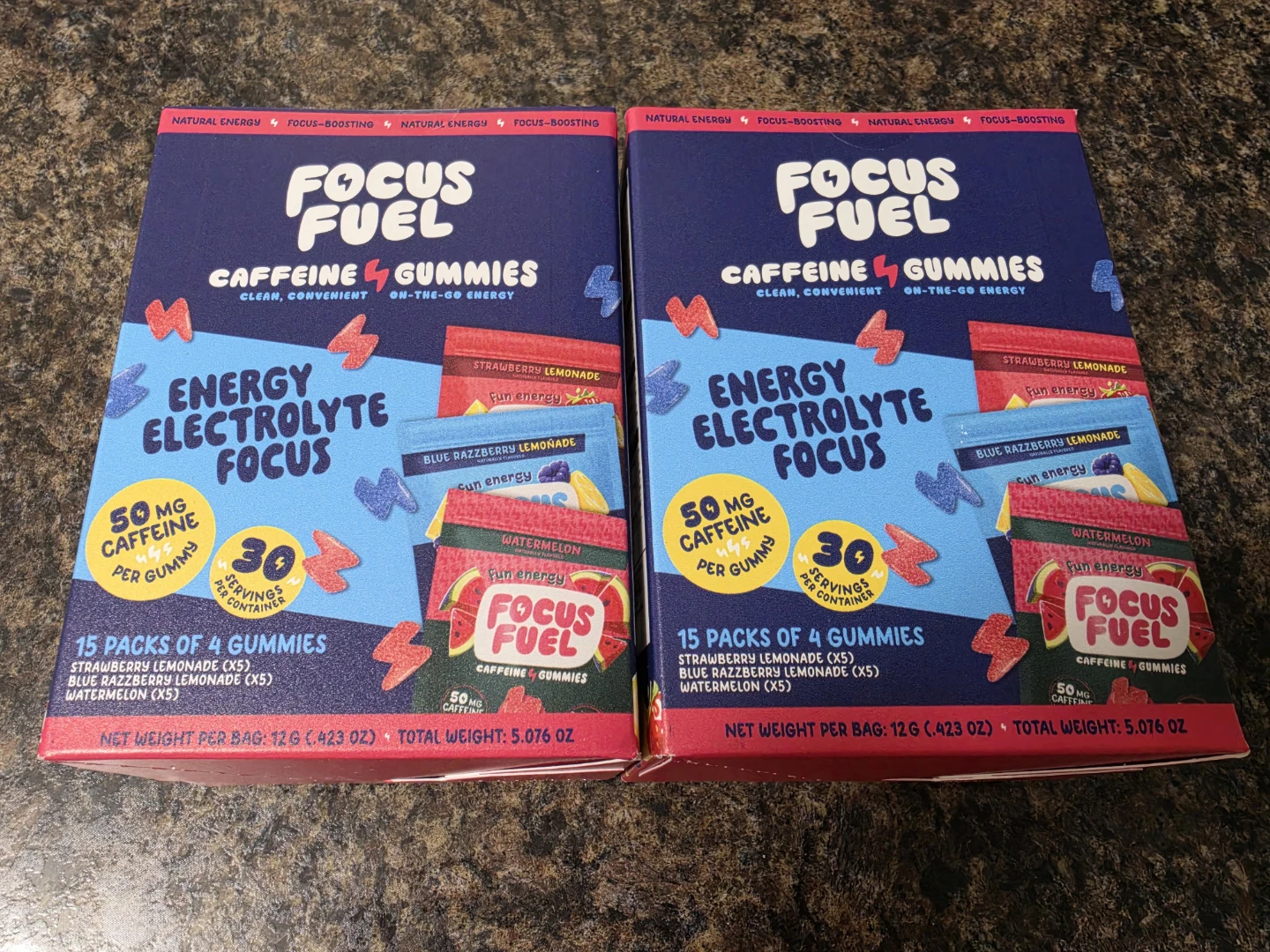 FocusFuel Variety Pack Caffeine Gummies, 4 ct., 15 pk each