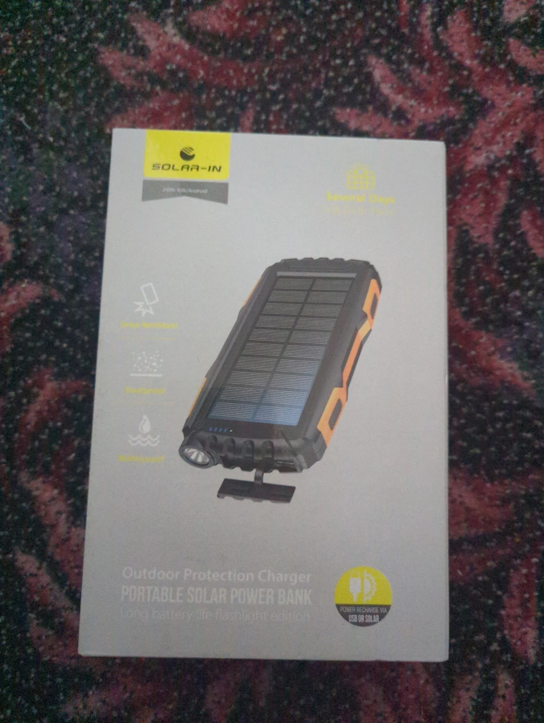 SOLAR-IN Outdoor Protection Charger Portable Solar Power Bank
