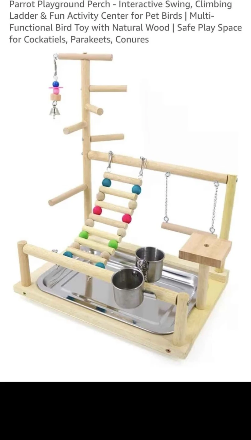 New Parrot Playstand Perch - Interactive Swing, Climbing Ladder