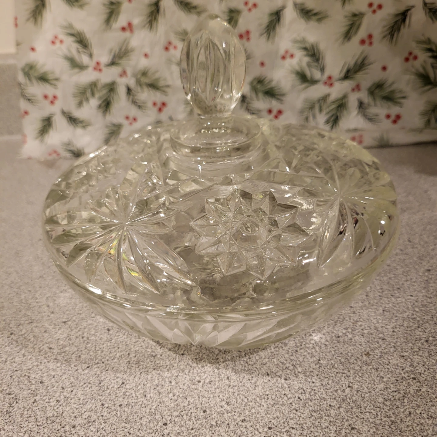 Crystal Glass Candy Dish with Lid