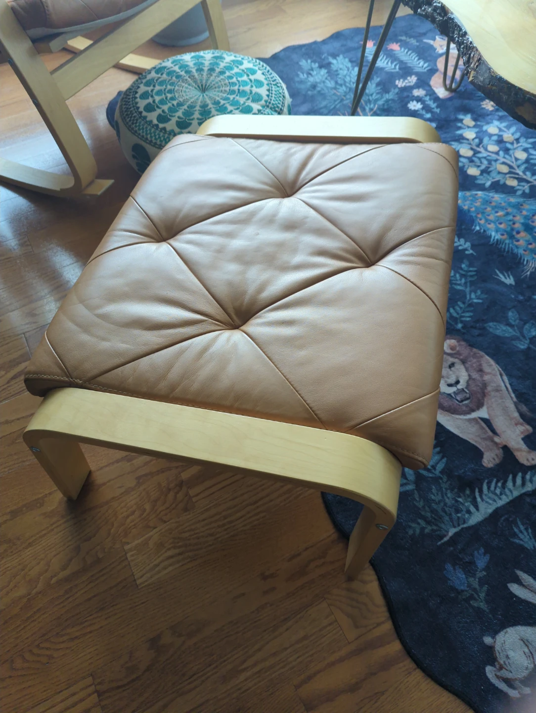 IKEA Tan Leather Ottoman Footrest
