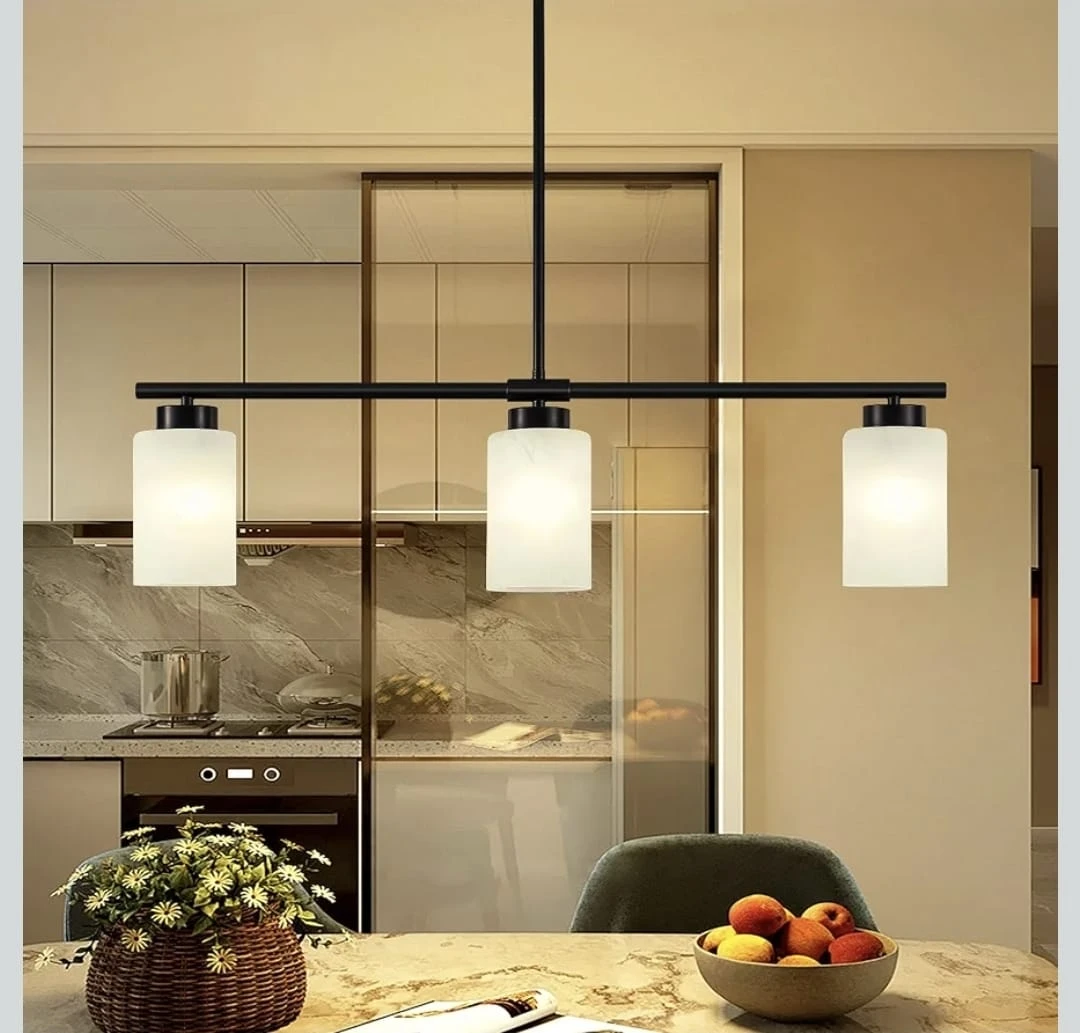 3-Light Matte Black Linear Chandelier