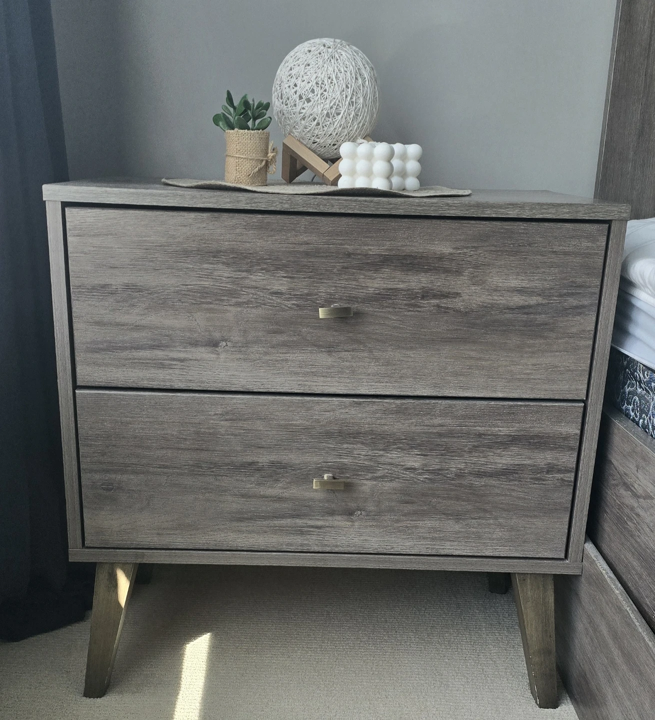 Drifted Gray 2-Drawer Nightstand
