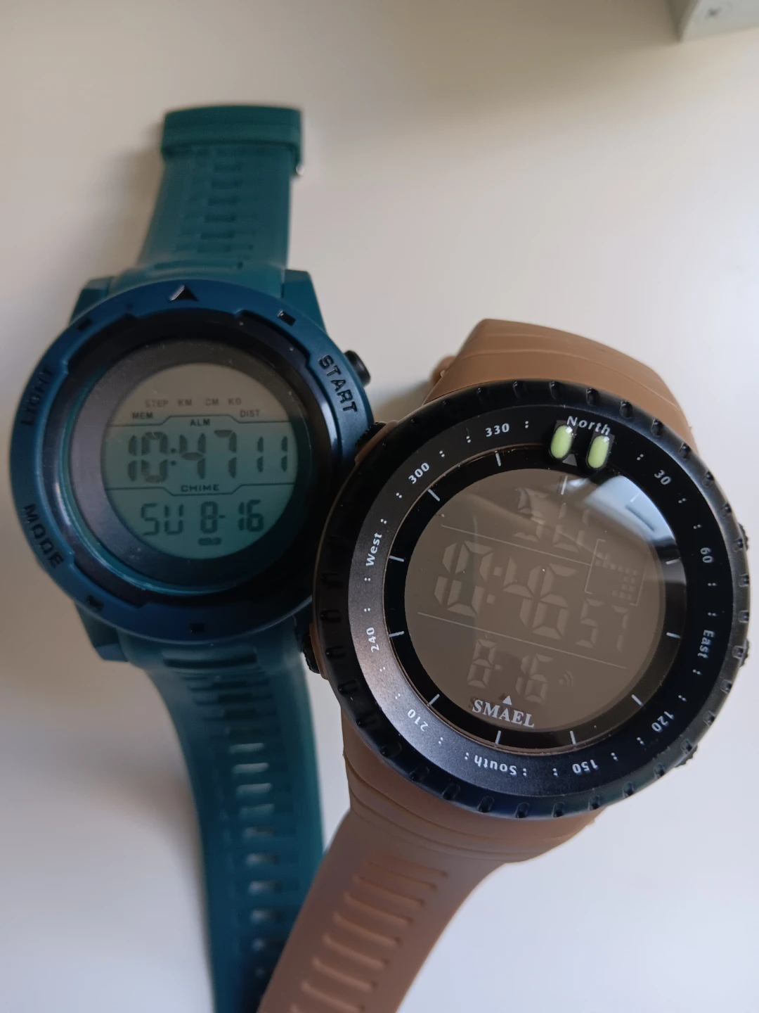 Two SMAEL Digital Watches - Teal and Brown