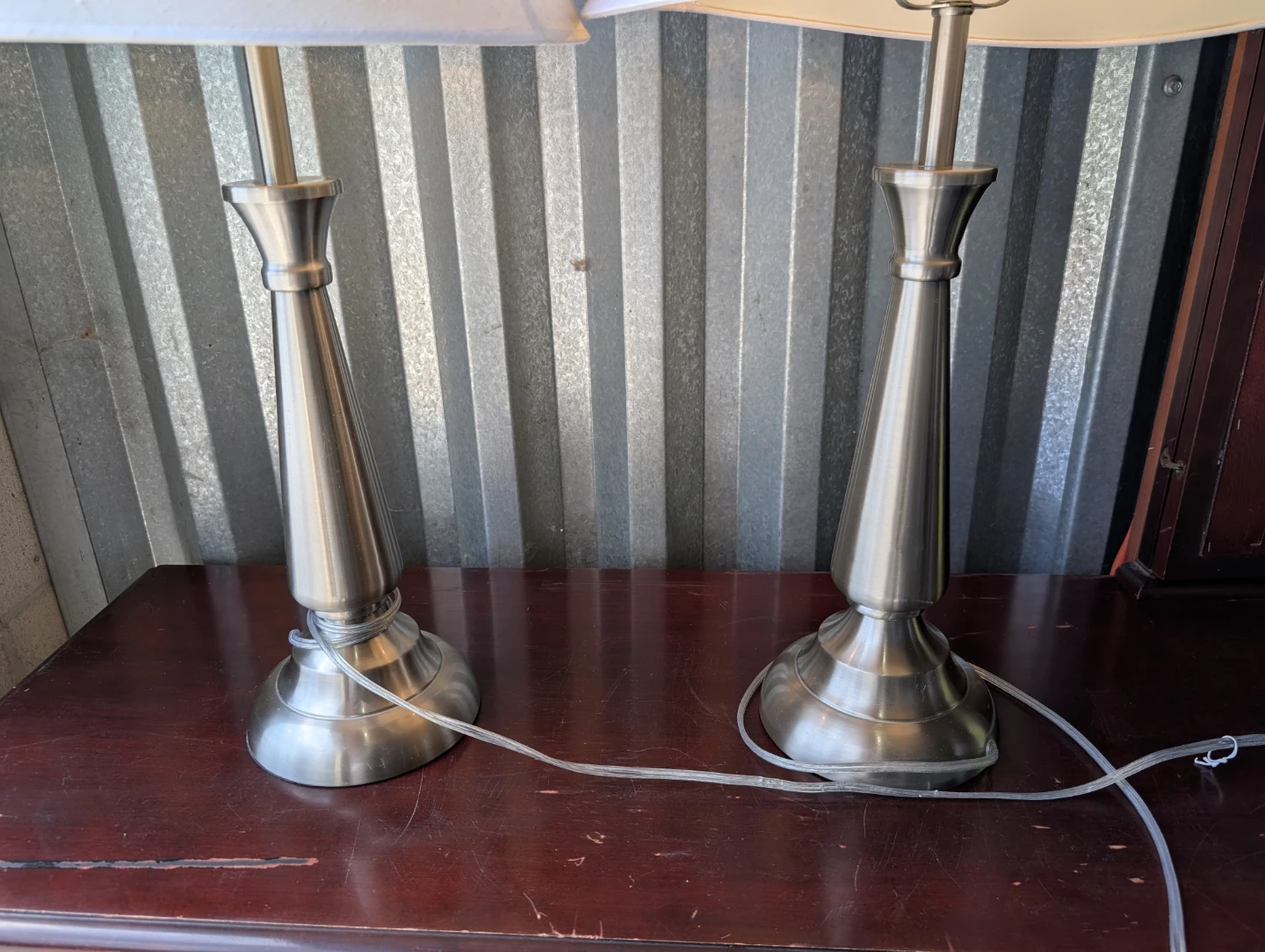Pair of Brushed Nickel Table Lamps - photo 2