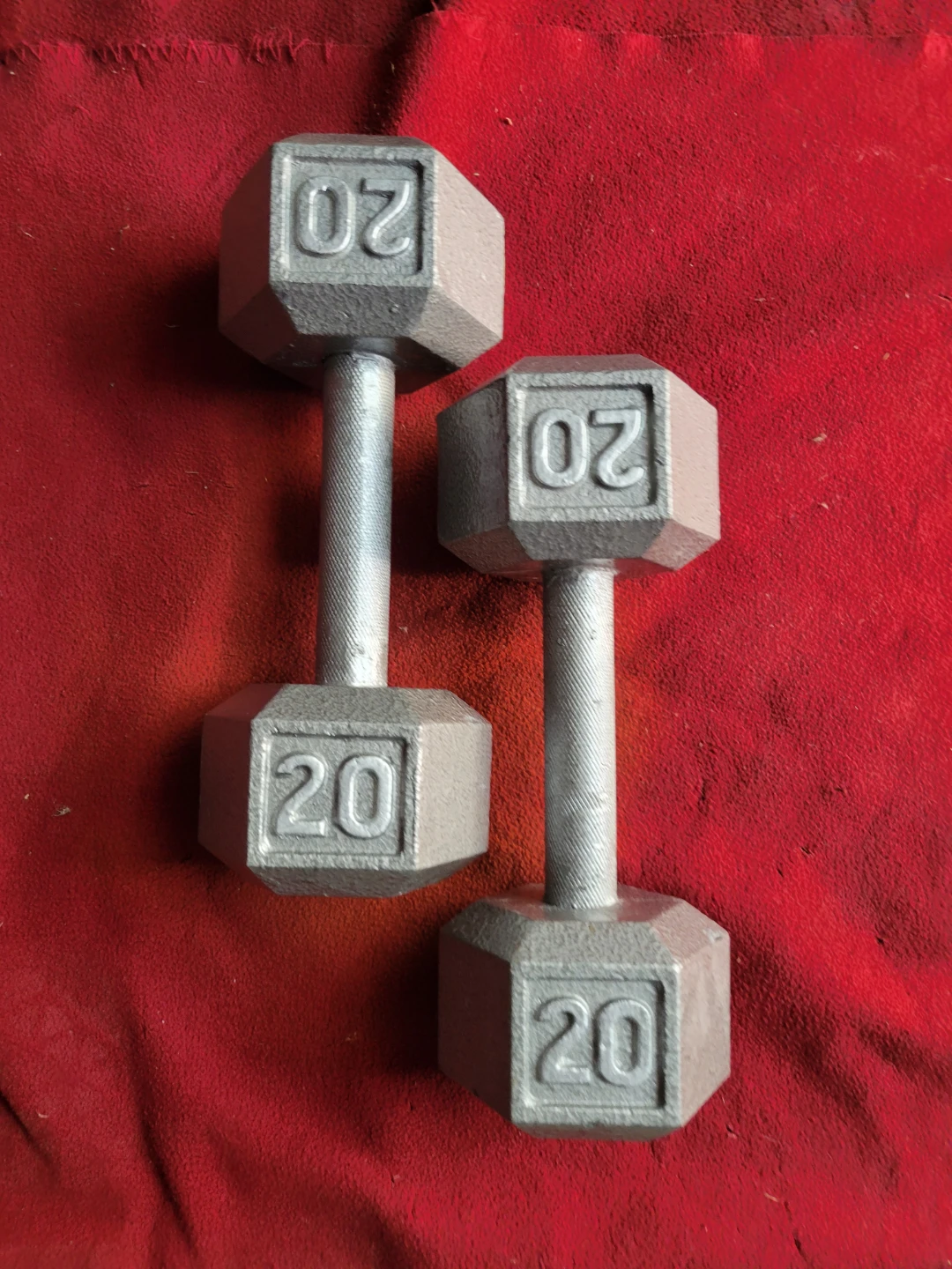 SETS OF 20LB  HEXHEAD DUMBBELLS TOTAL 40LBs