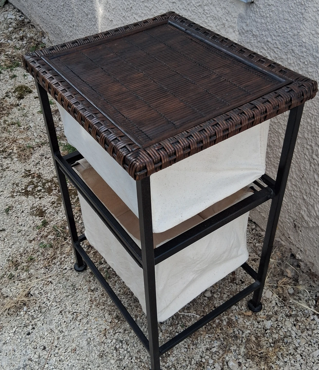 Pier 1 Wicker Storage Table with 2 Baskets