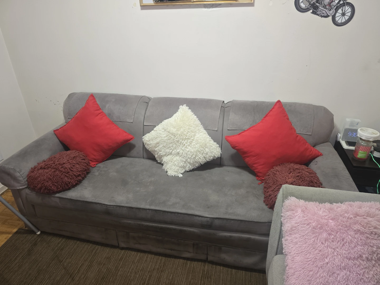 Grey Sofa with Decorative Pillows