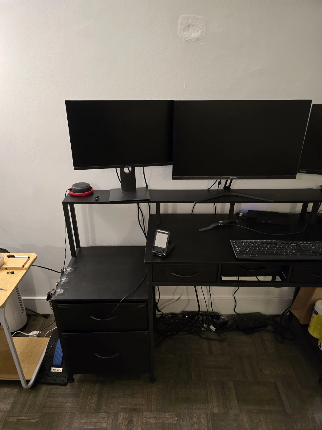 Black L shaped Desk with storage - photo 2