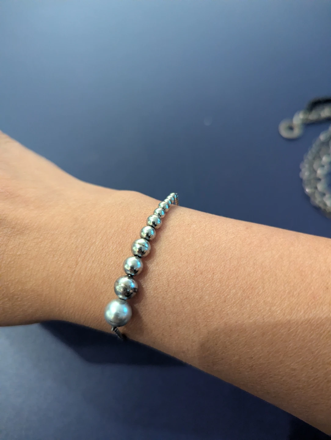 Adjustable Silver-Tone Bead Bracelet - photo 2