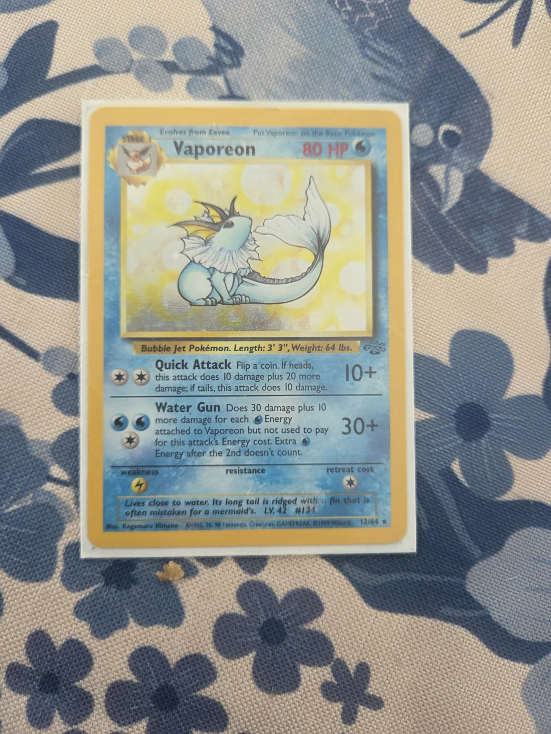 Vaporeon holo unlimted pokemon card single