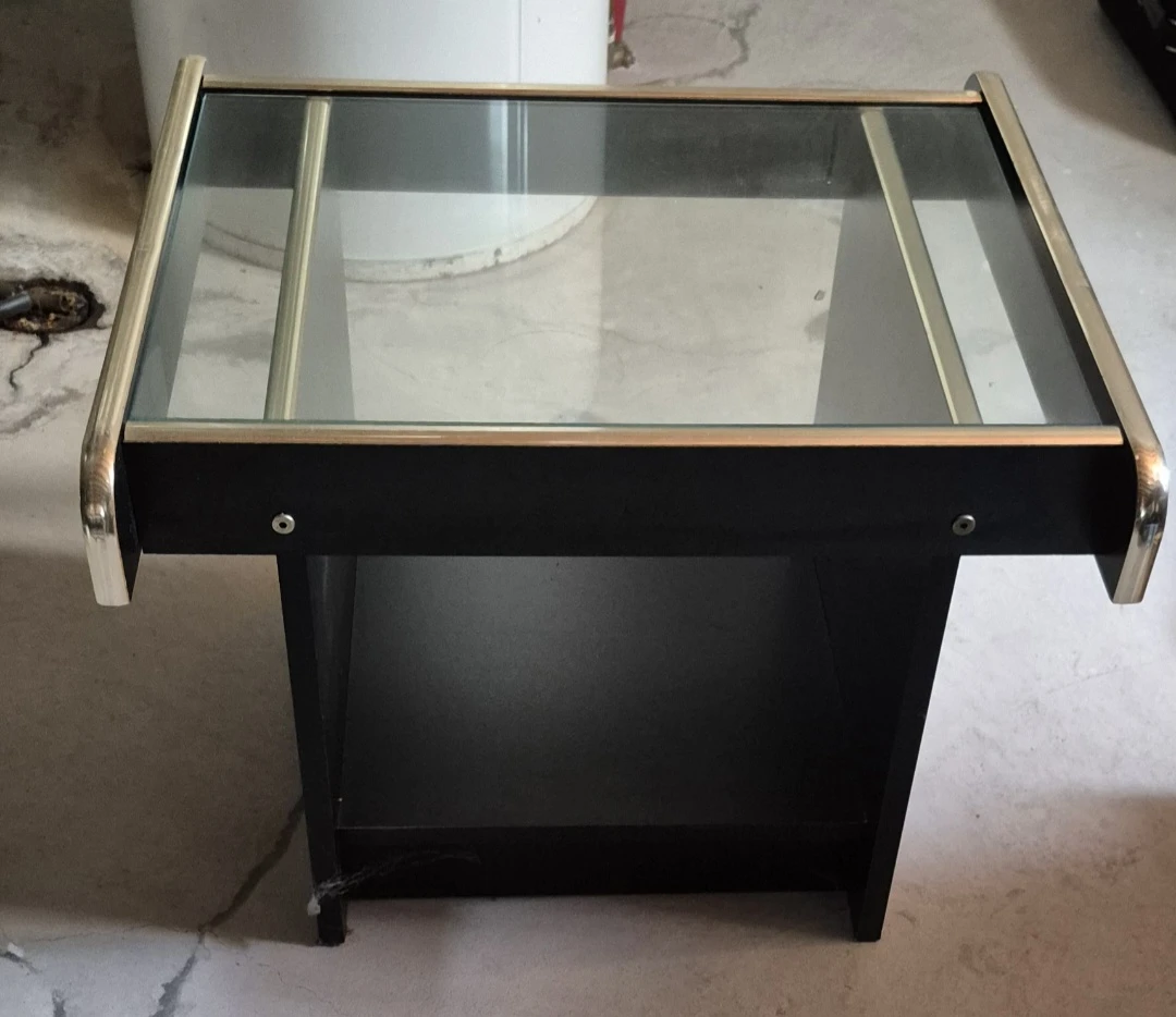 Black End Table with Glass Top