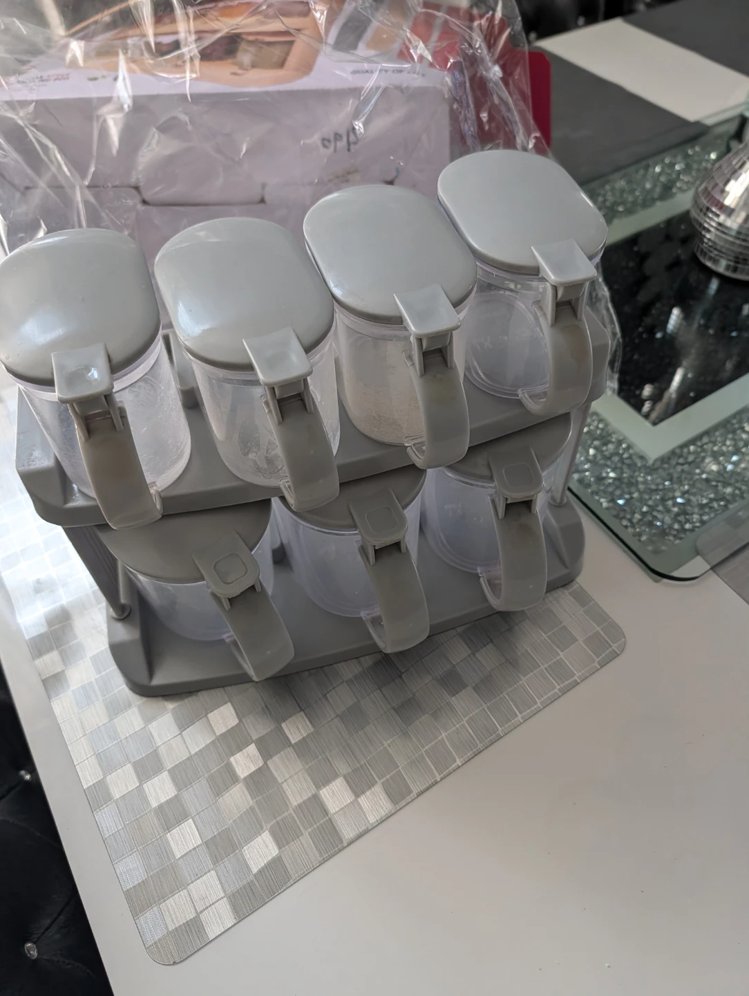Set of 6 Grey Spice Jars with Stand - photo 5