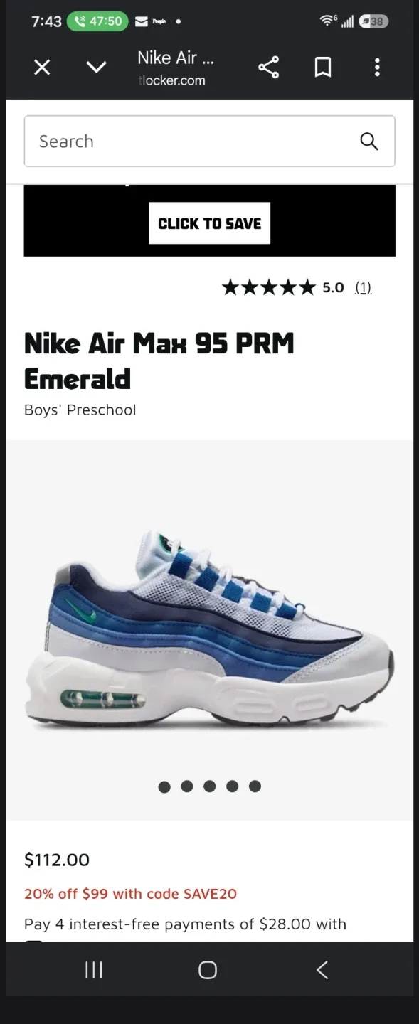 Nike Air Max 95 PRM Emerald Boys' Preschool Shoes