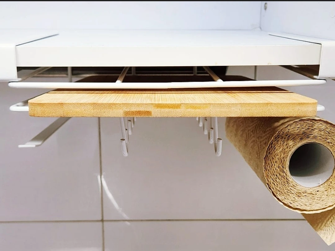 White Under-Shelf Storage Rack with Hooks - photo 3