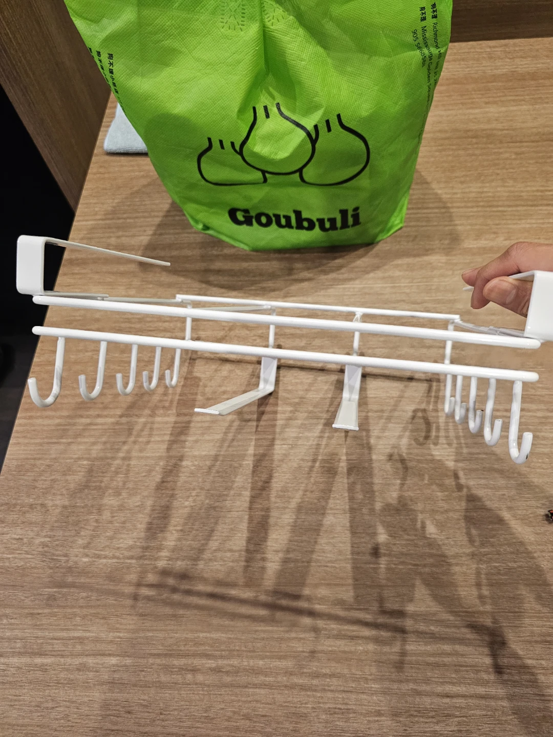 White Under-Shelf Storage Rack with Hooks - photo 4