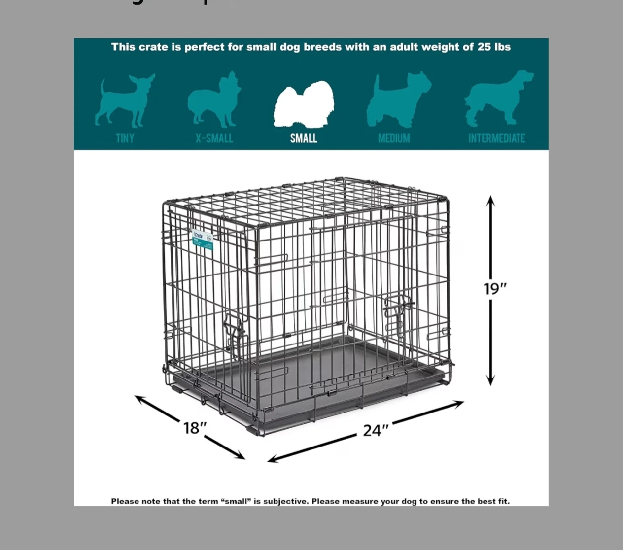 Small dog crate + Cover (24x18) - photo 3