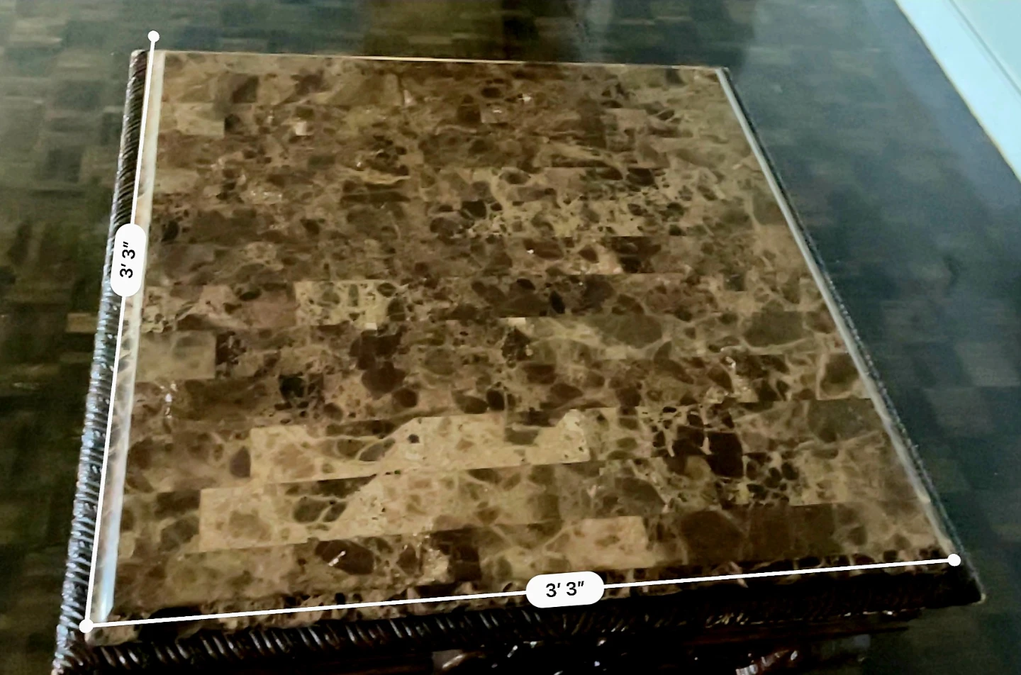 Ornate Square Coffee Table with Marble Top - photo 5