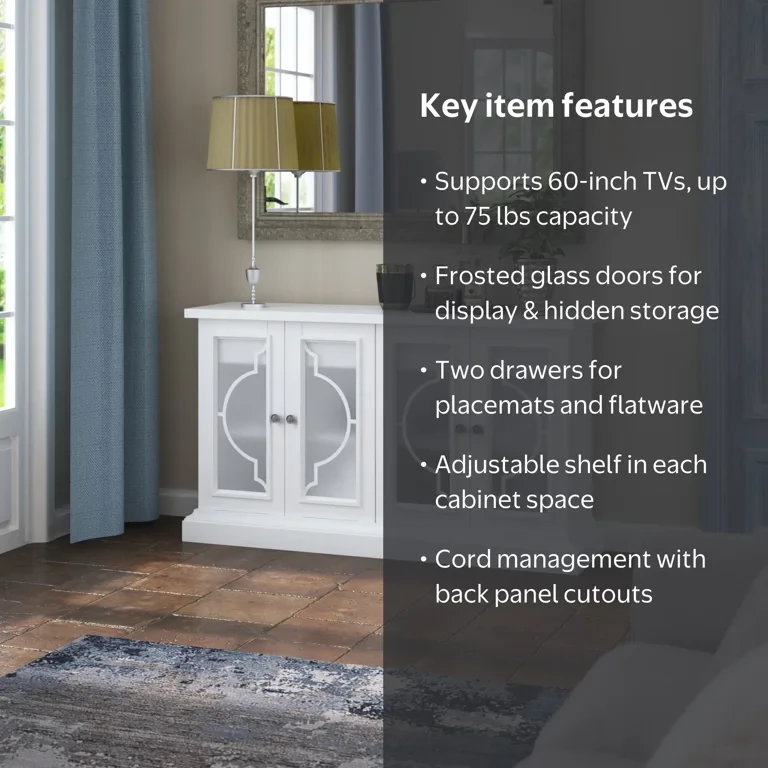 White Console Table with Frosted Glass Doors - photo 4