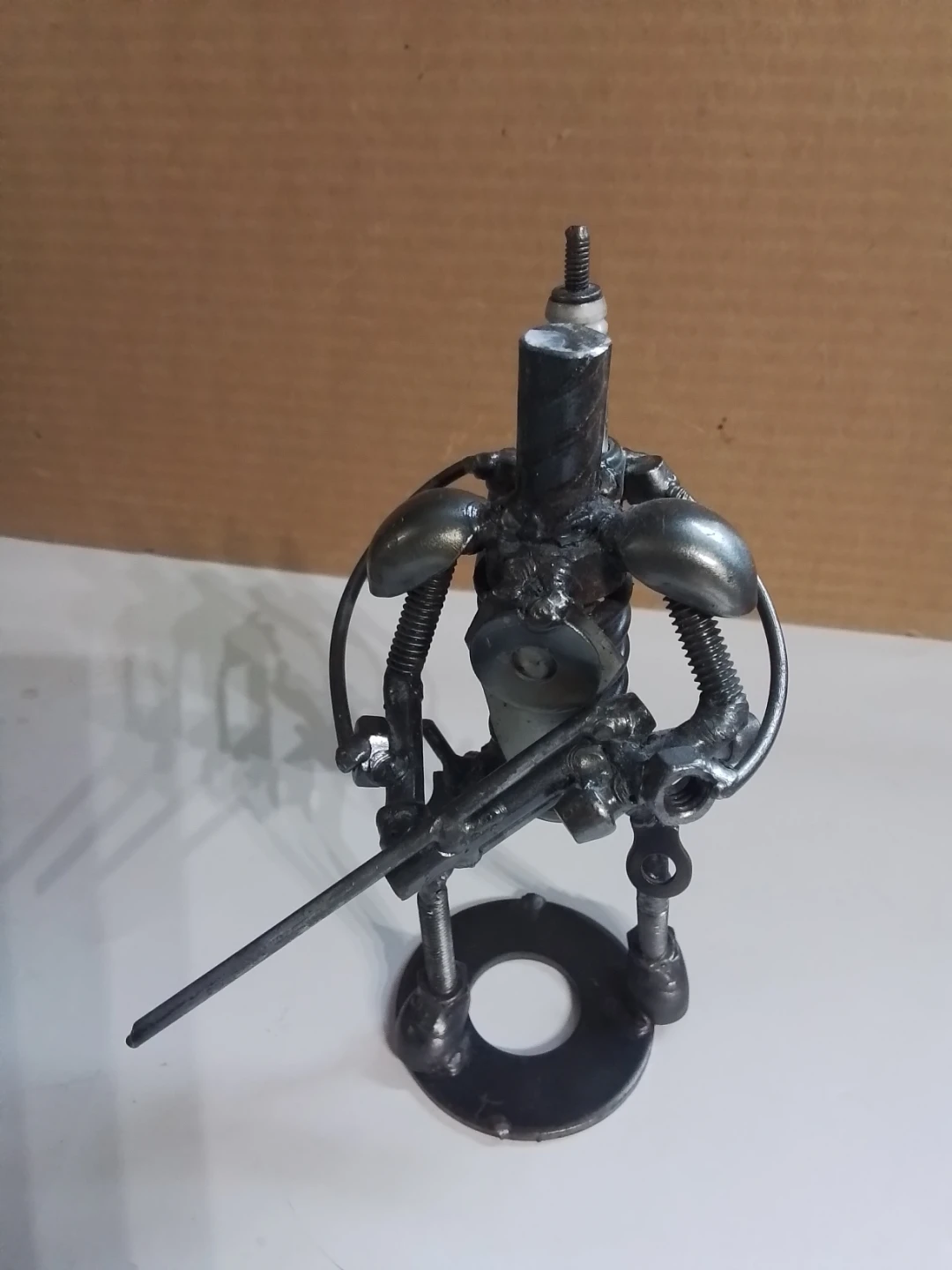 Handcrafted Steampunk Metal Sniper Sculpture