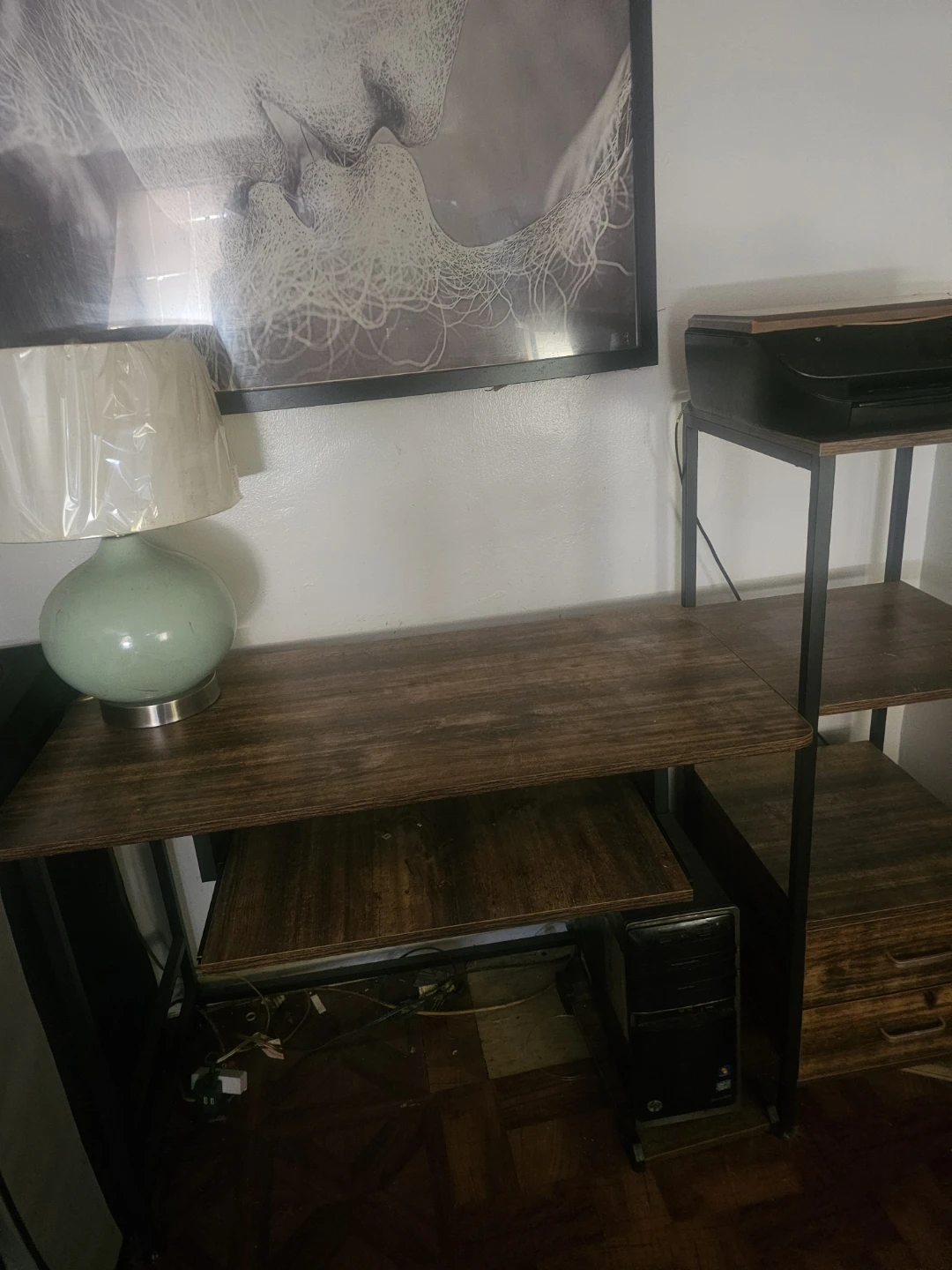 Rustic Wood Computer Desk with Shelving - photo 2