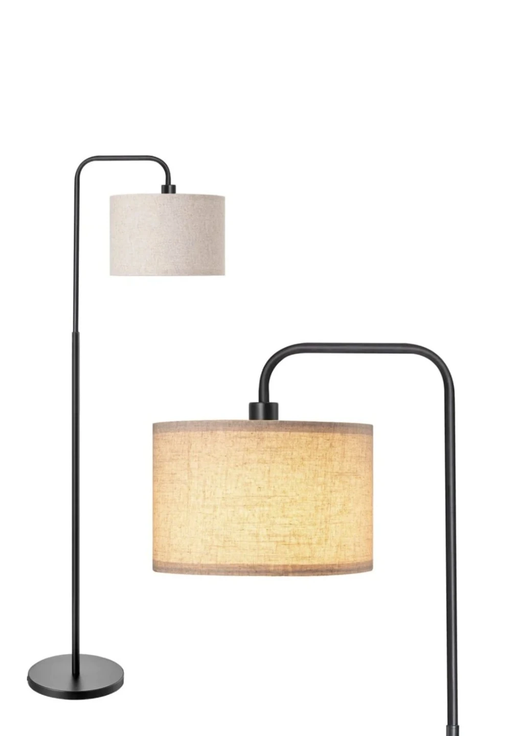Black Floor Lamp with Beige Drum Shade - photo 3