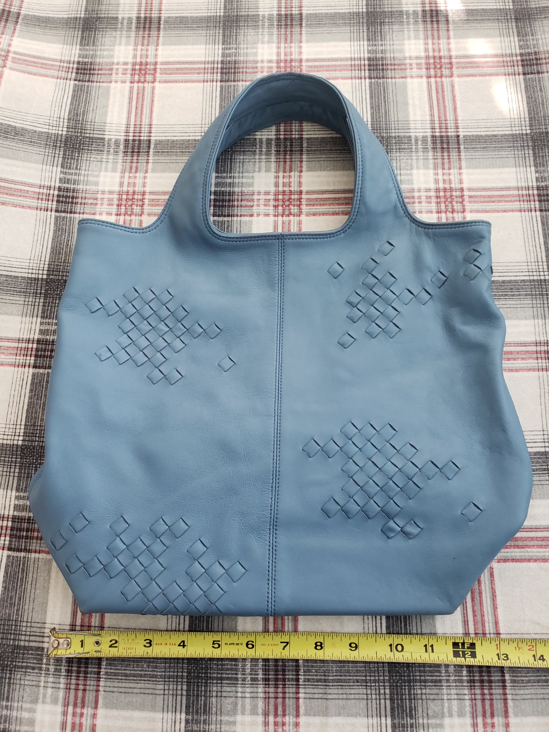 Bottega Veneta Blue Leather Intrecciato Tote Bag