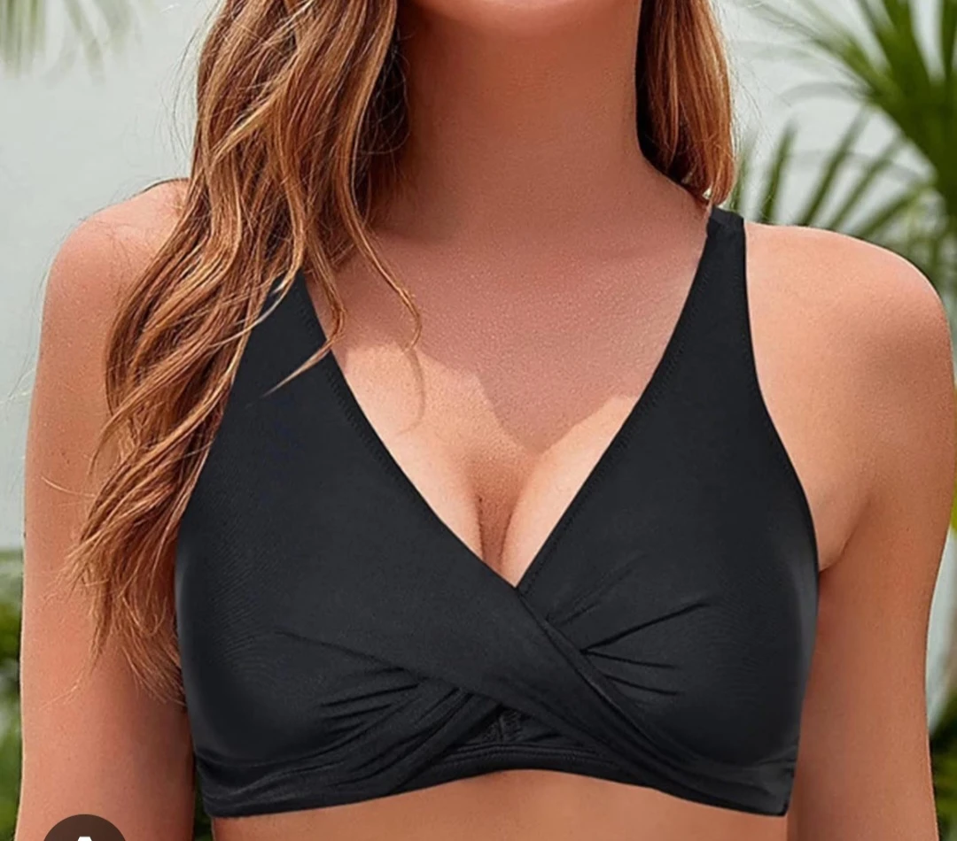 Large-Black Twisted Front Bikini Top