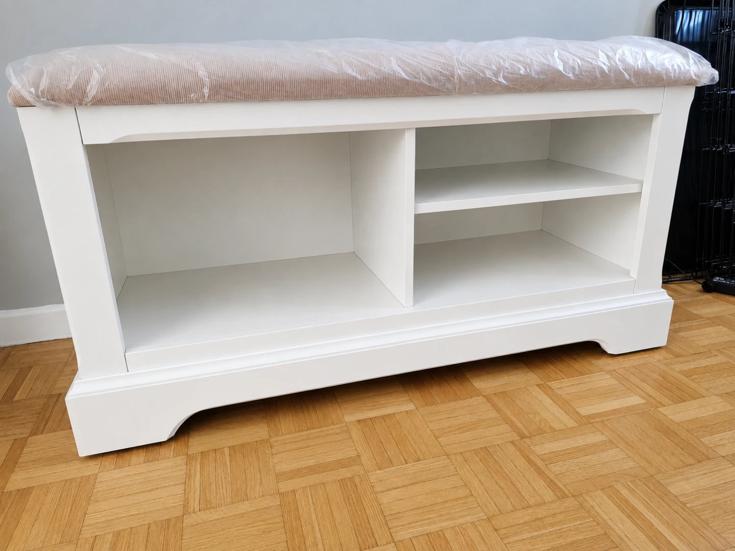 White Entryway Bench / Storage Bench with Cushion