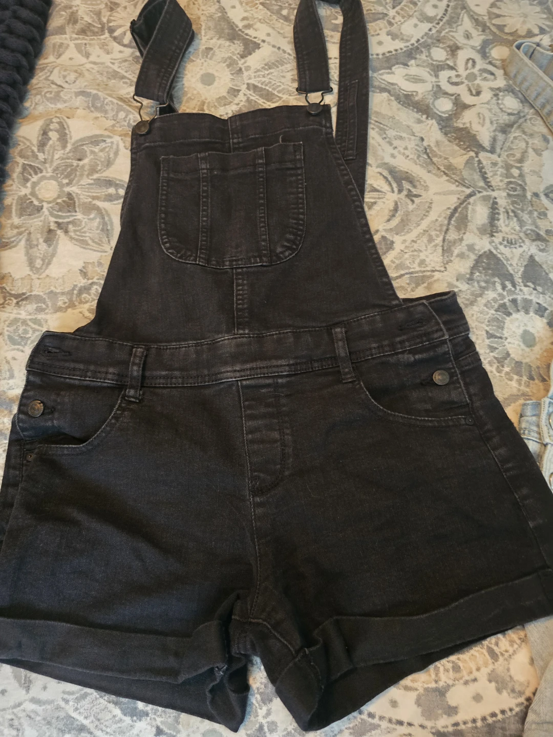 Denim Shortall Overalls - Light Wash & Black - photo 2