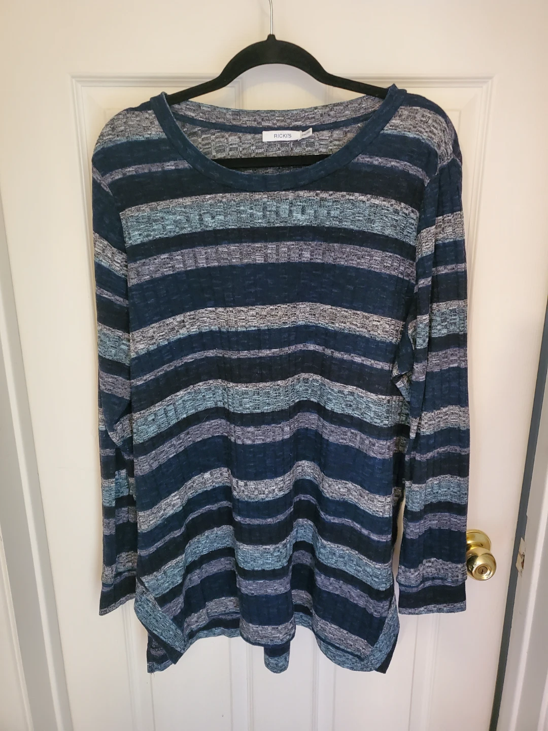 Ricki's Plus Size Striped Knit Long  Sleeve Top