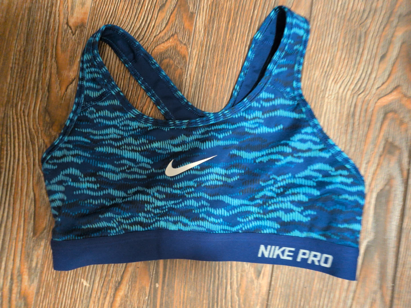 Nike Pro Blue Camo Sports Bra - size S