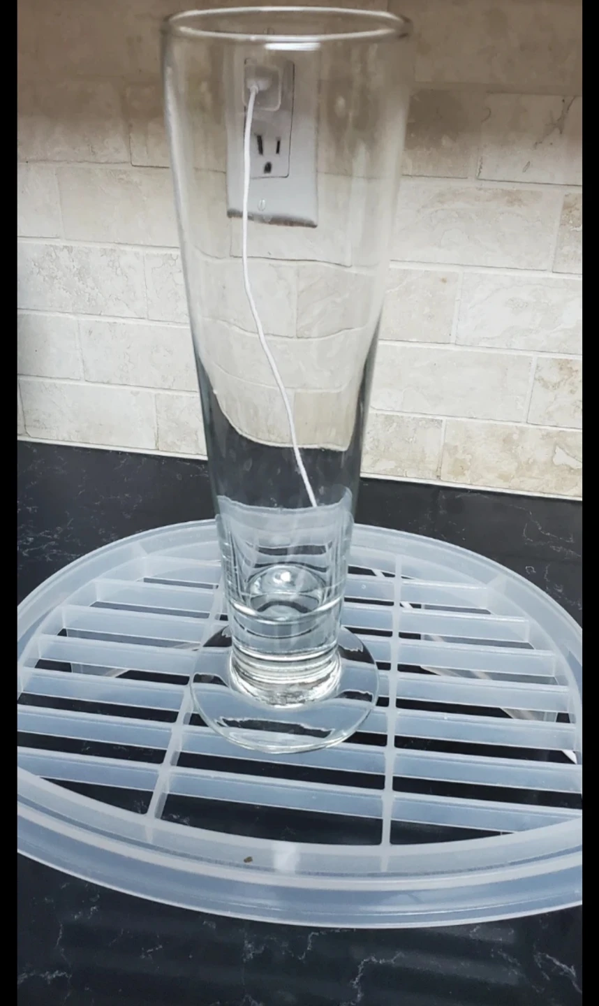 Glass vase with charger cable
