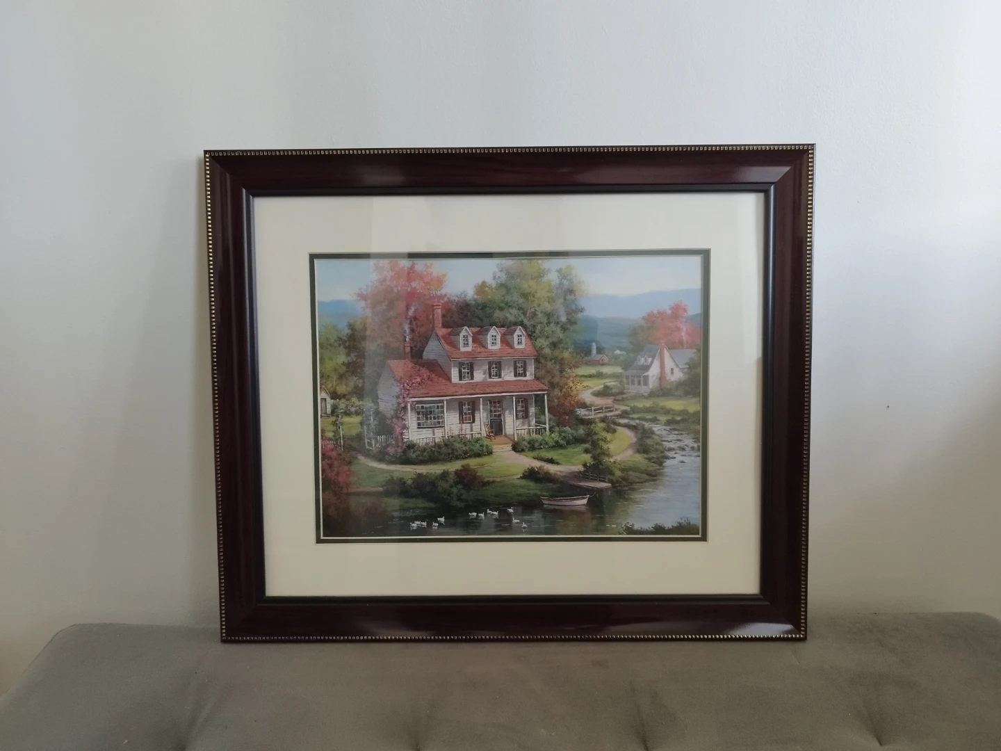 Set of two framed still life and landscape prints