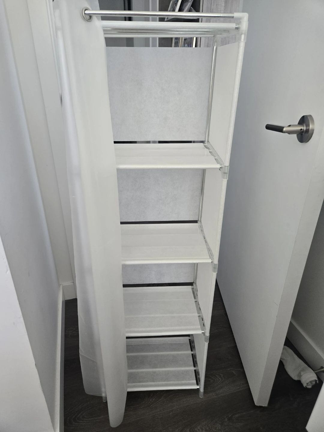 White 5-Tier Storage Shelf with Curtain