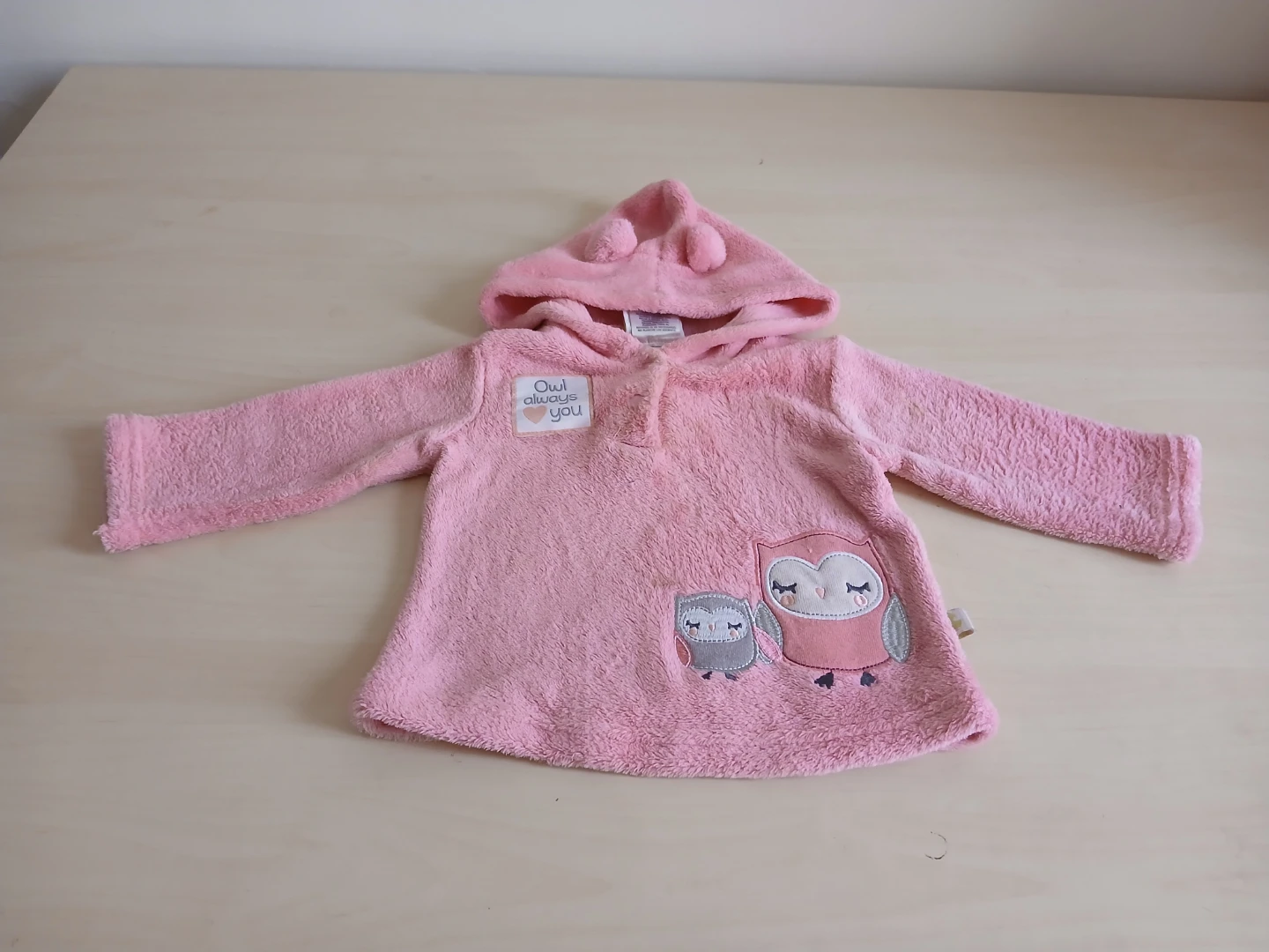 Pink Owl Hoodie - Baby Girl's Fleece
