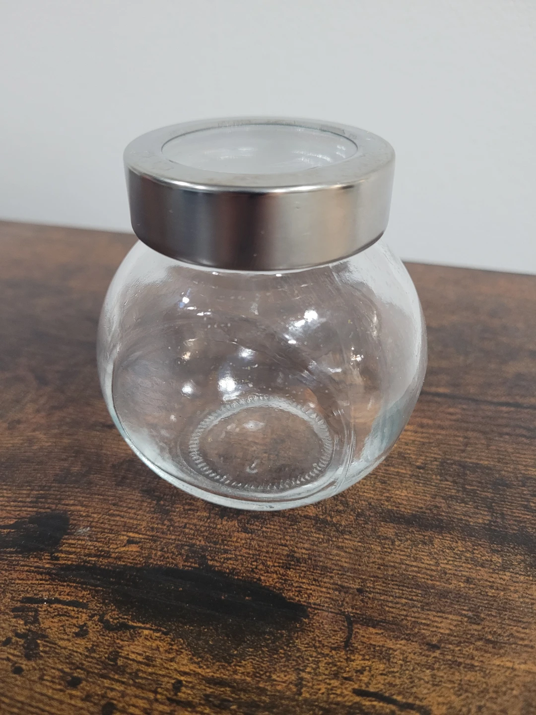Small Clear Glass Jar with Silver Lid
