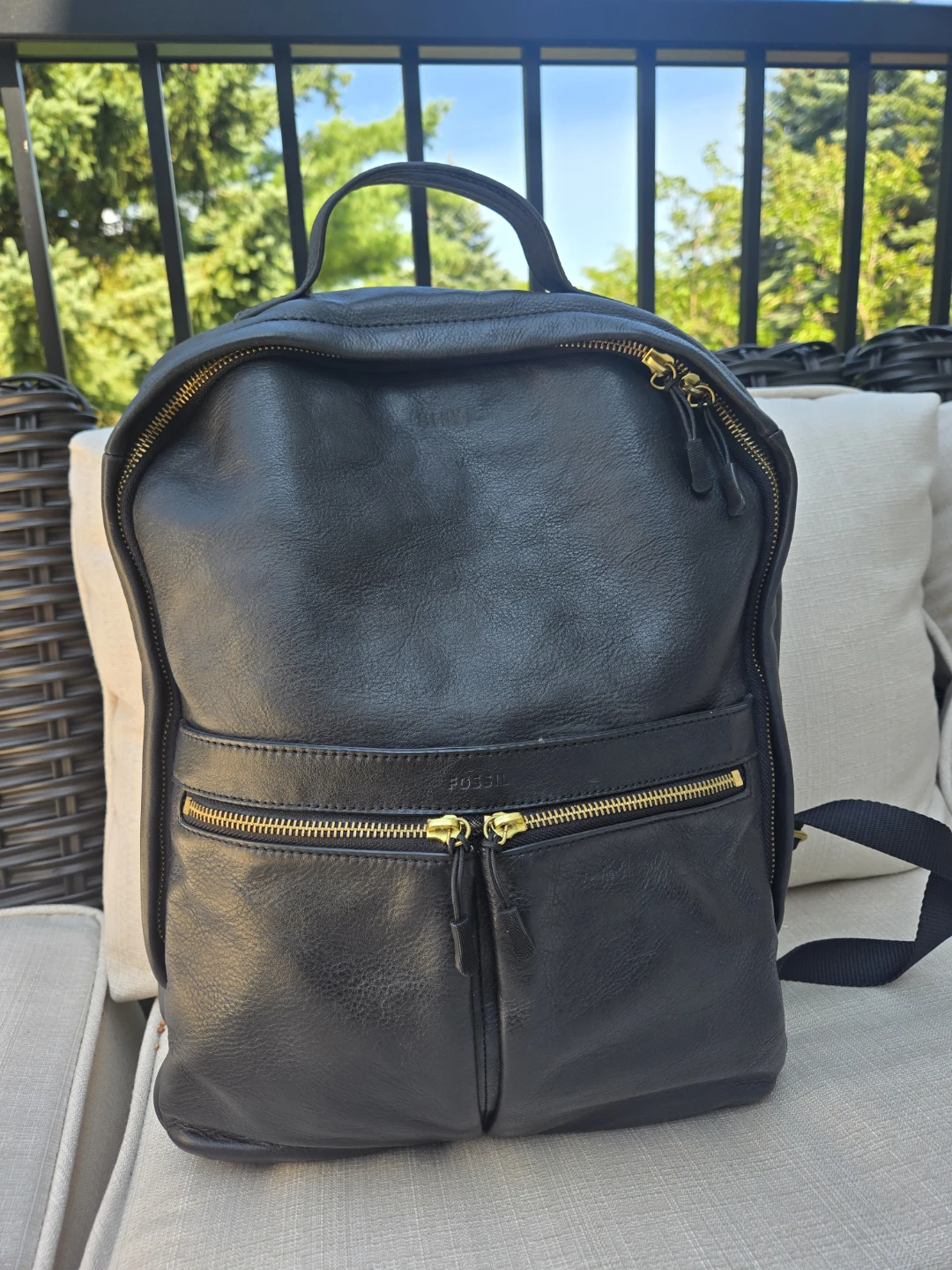 Fossil leather backpack