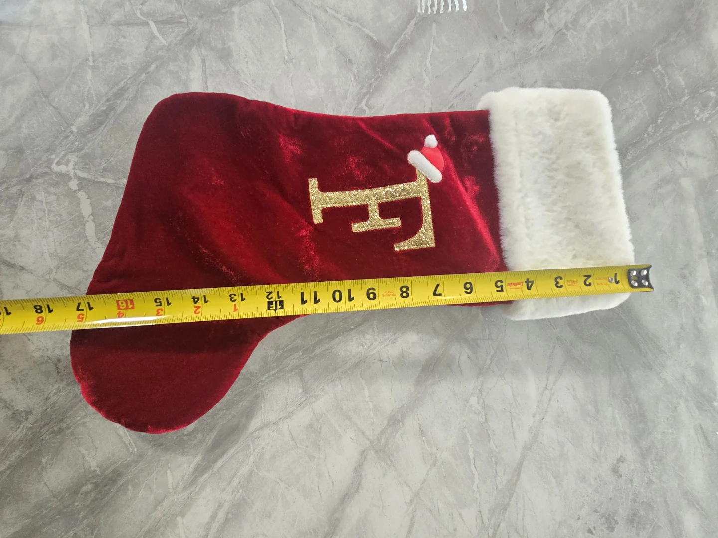 Red Velvet Christmas Stocking with 'F' Monogram - photo 2